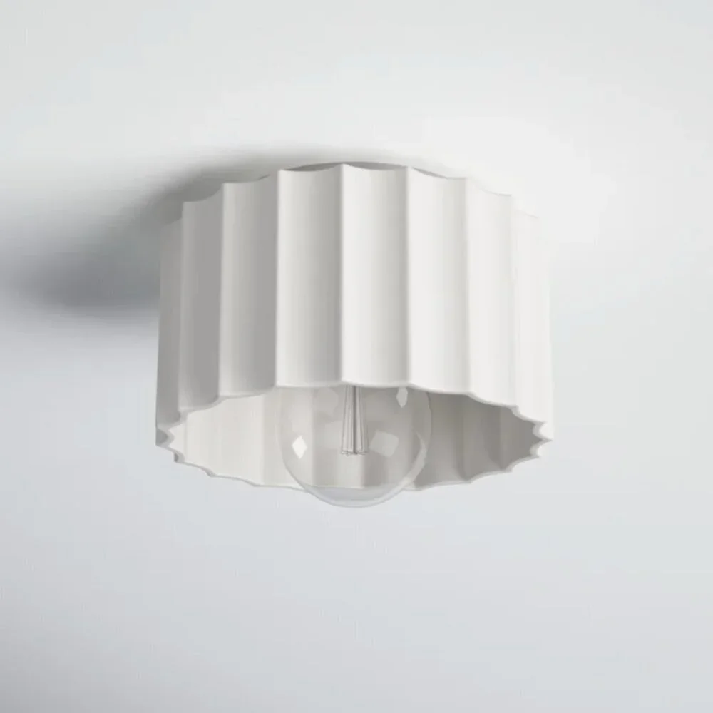 Ceramic Matte White Flush Mount Light Fixture